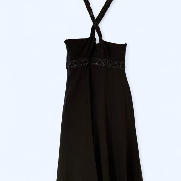 Jones New York Black Backless Dress with Beaded Neck and Mid Section 4 - Picture 4 of 7